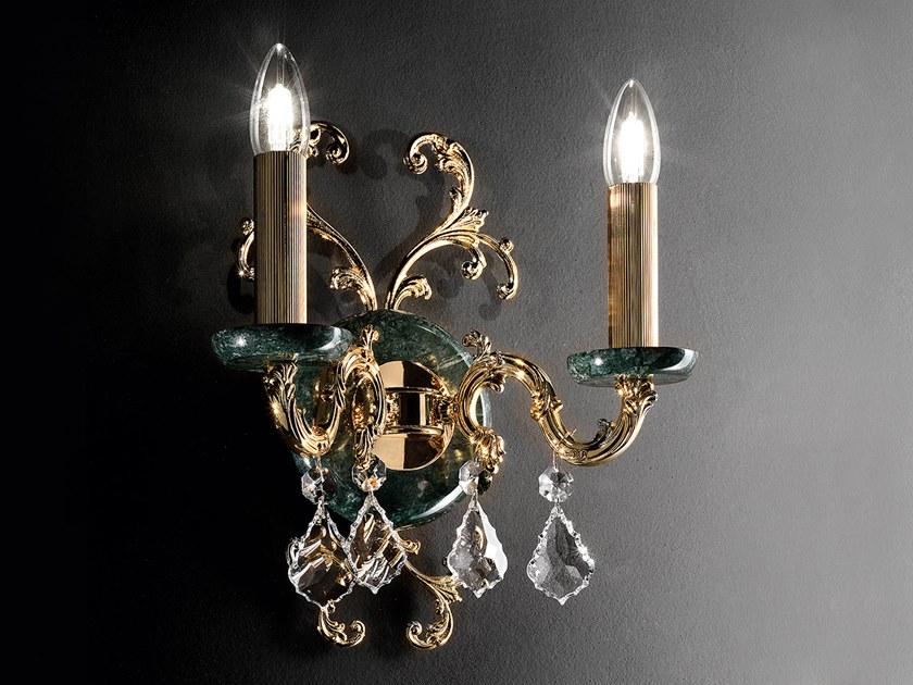ETERNITY A2 Incandescent brass wall lamp with crystals