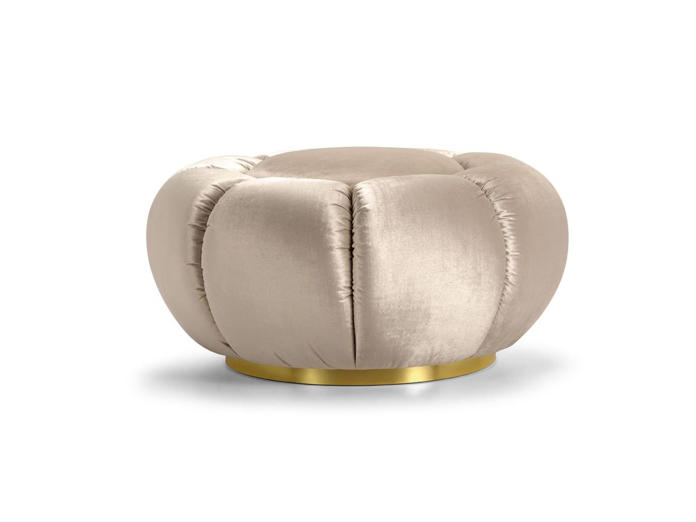 ARKE Upholstered round fabric pouf