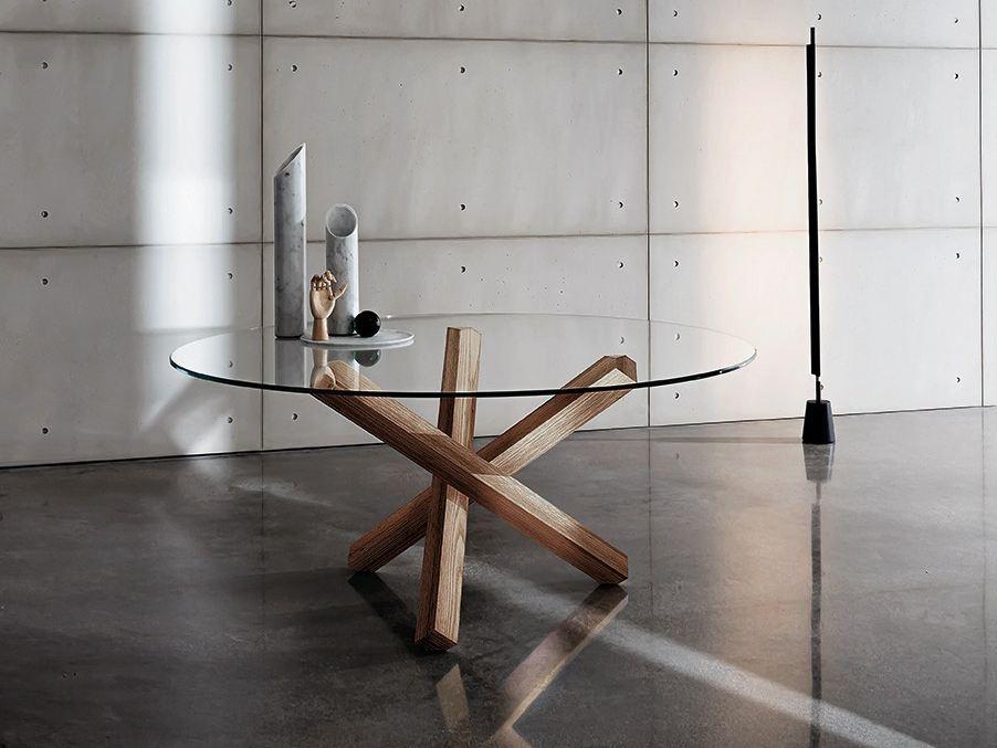 AIKIDO ROUND Round glass table