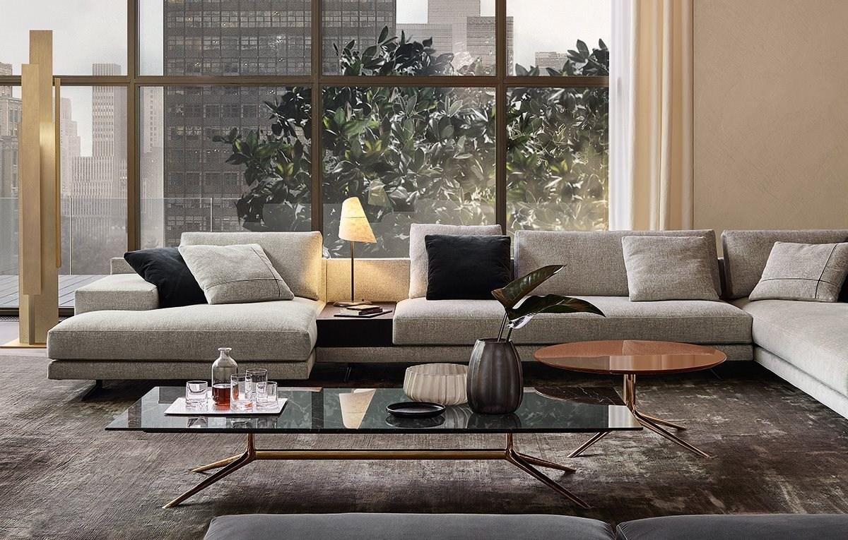 MONDRIAN Low round marble coffee table