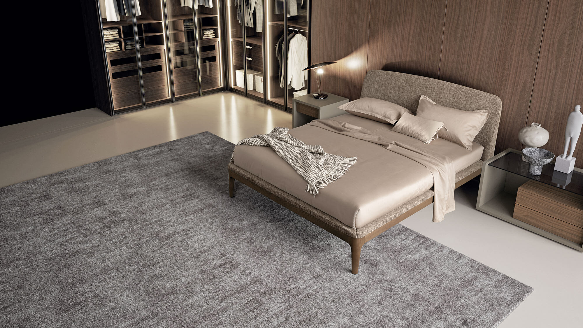 ELEGANCE Eco-leather bed with upholstered headboard