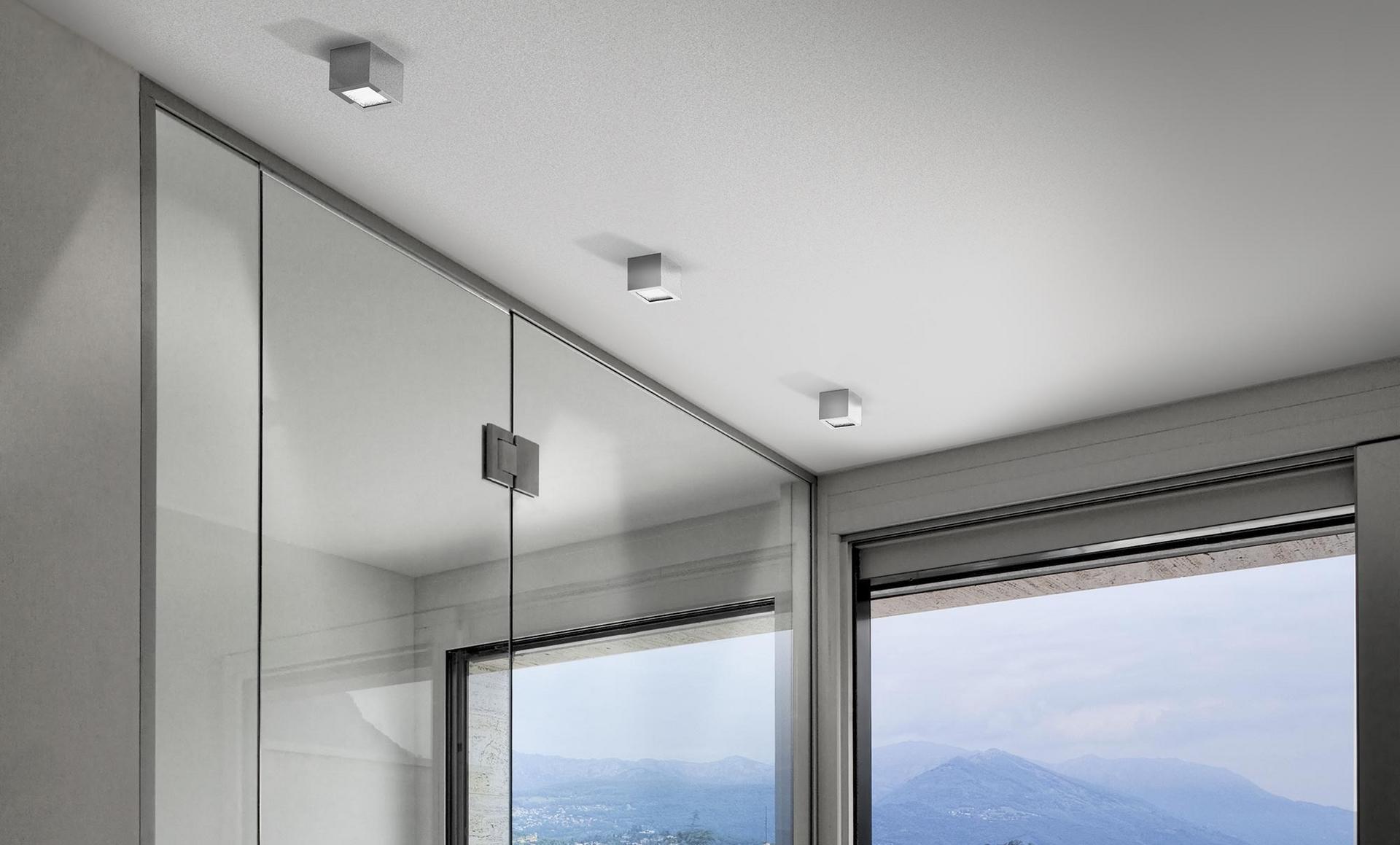 THREE Glass and aluminium wall lamp / ceiling lamp