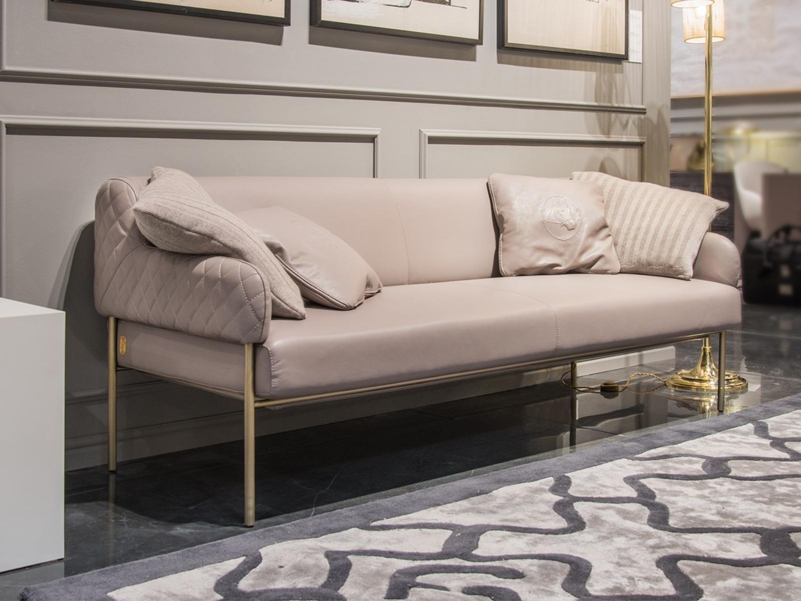 GINEVRA Upholstered leather sofa