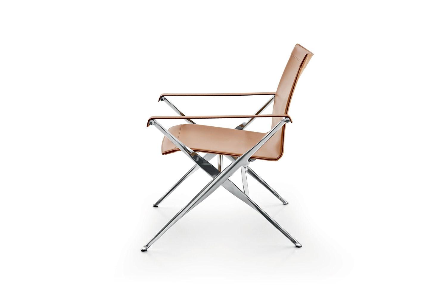 BEVERLY '14 Tanned leather easy chair with armrests