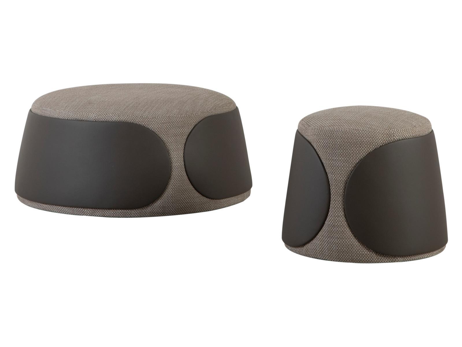 MAMA Upholstered round fabric and leather pouf