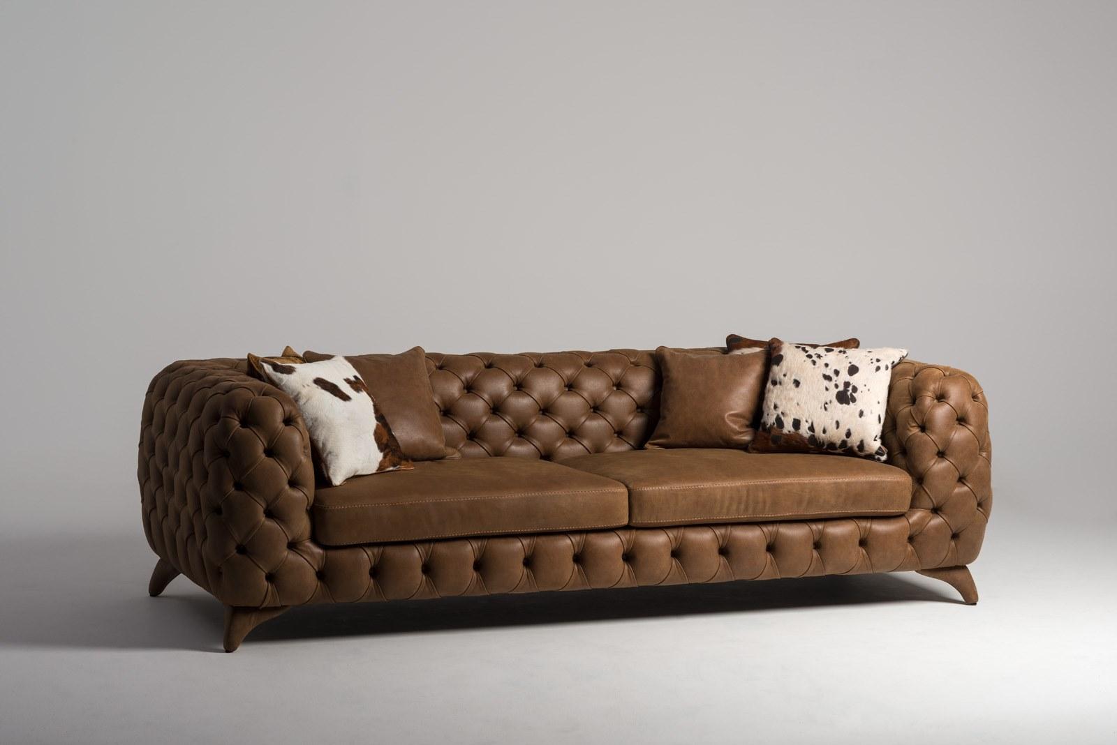 ISIDORO Tufted 3 seater nabuk sofa