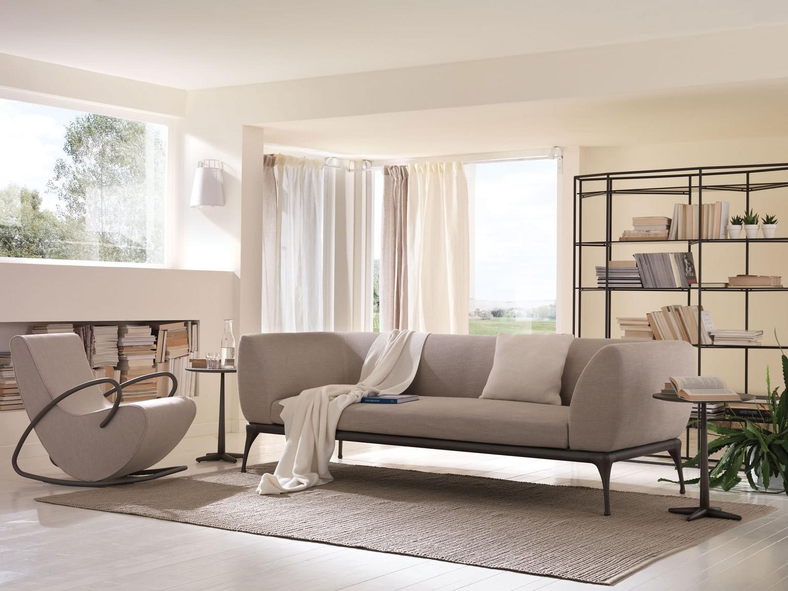 CAMILLA Rocking fabric armchair with armrests