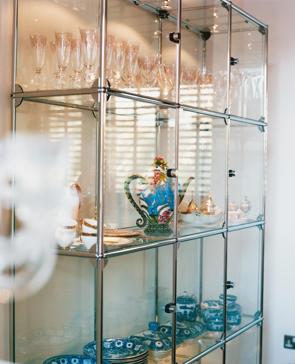 HALLER GLAS SHELVING AND SHOWCASES Sectional glass and steel bookcase