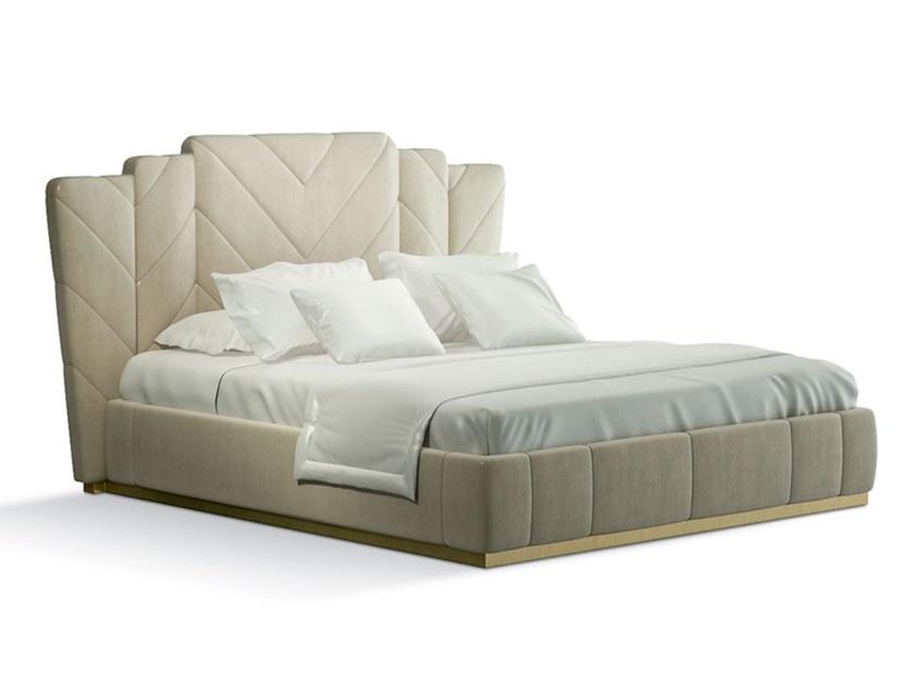 7379 Fabric king size bed with upholstered headboard