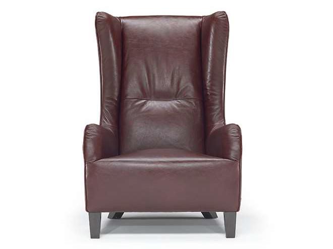 MARLENE Leather armchair with armrests