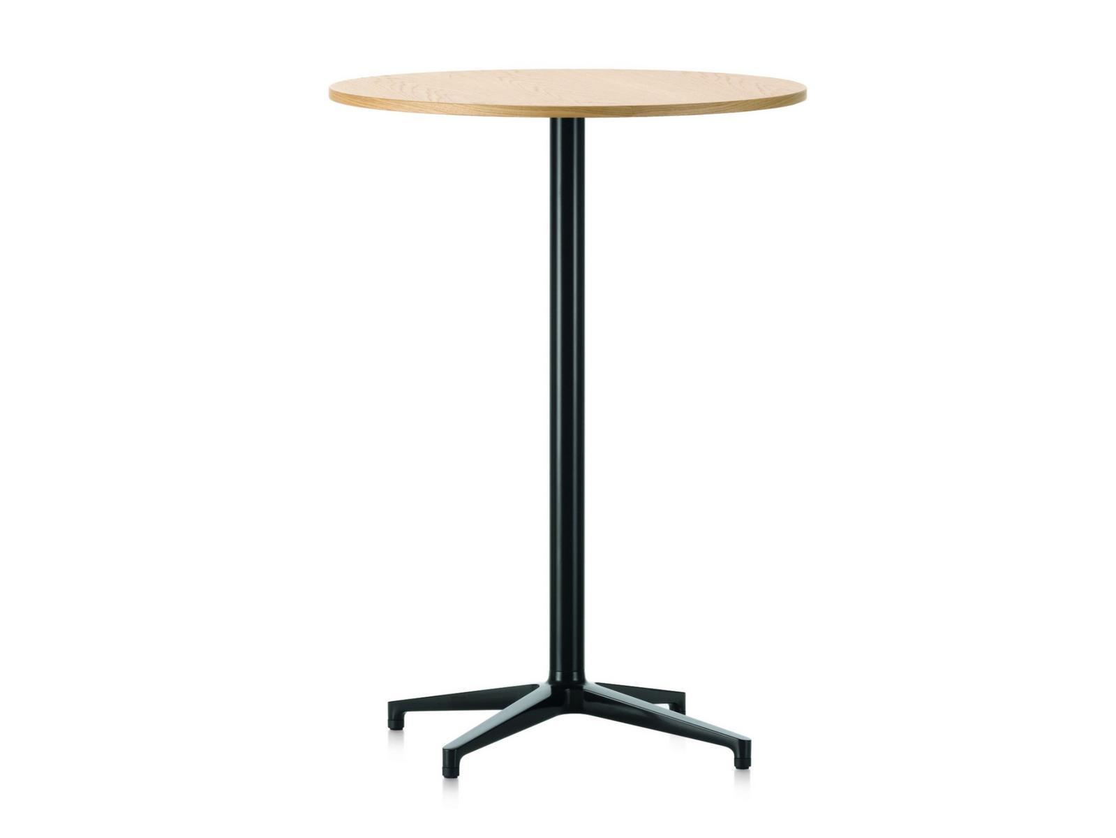 BISTRO Round high table with steel base and wooden top