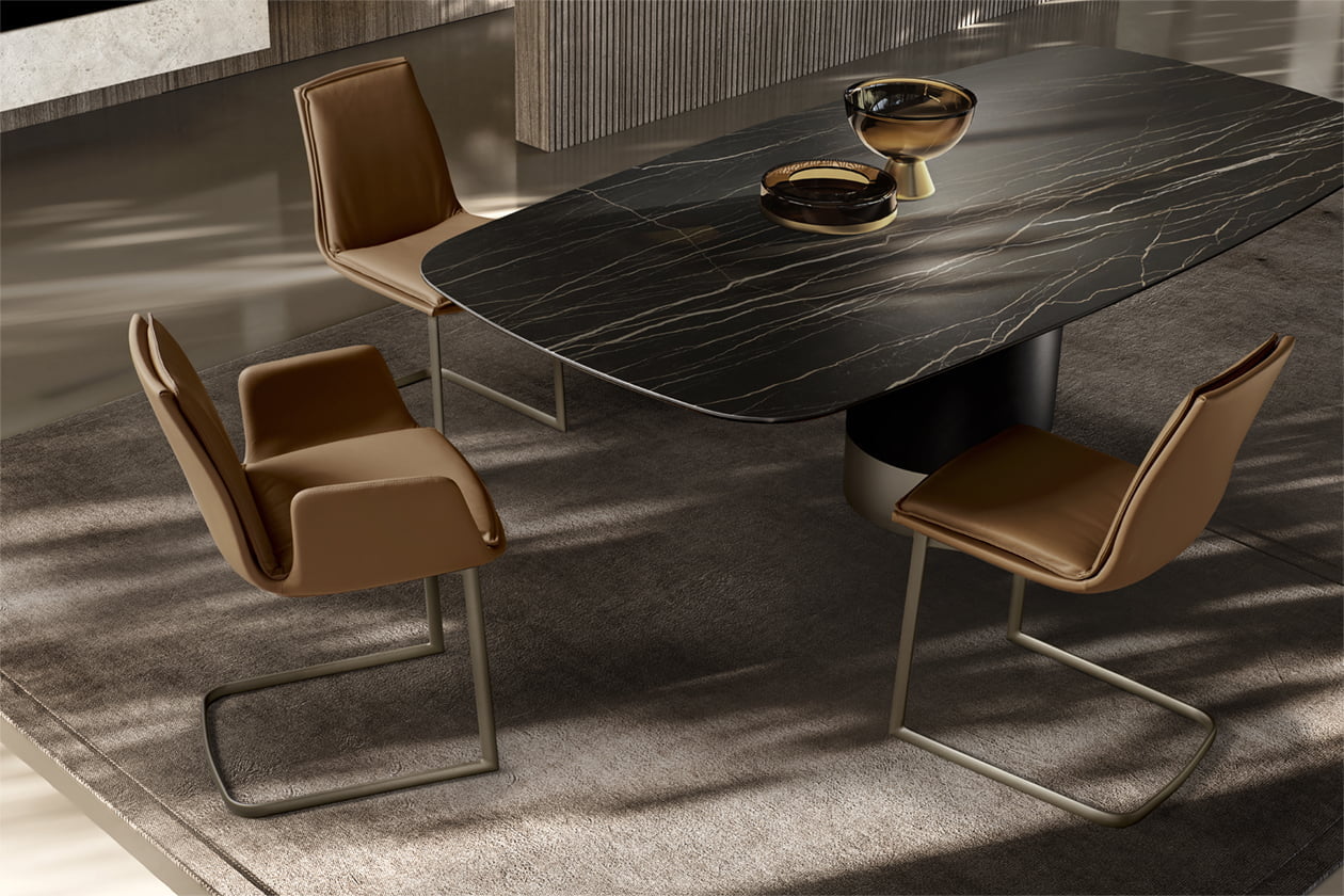 CILINDRO CERAMIC Round ceramic table in a luxury style