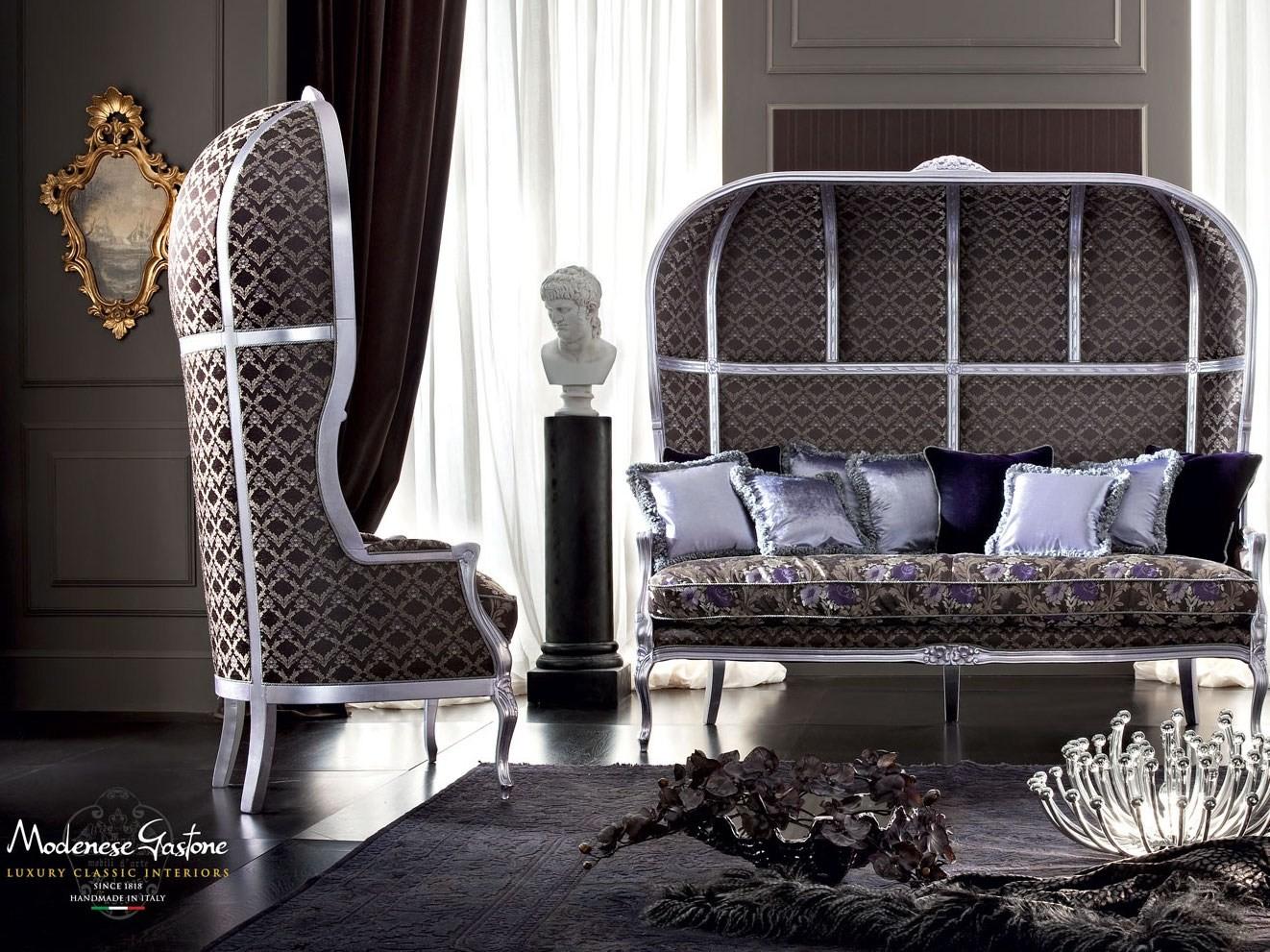 12428 High-back fabric armchair with armrests
