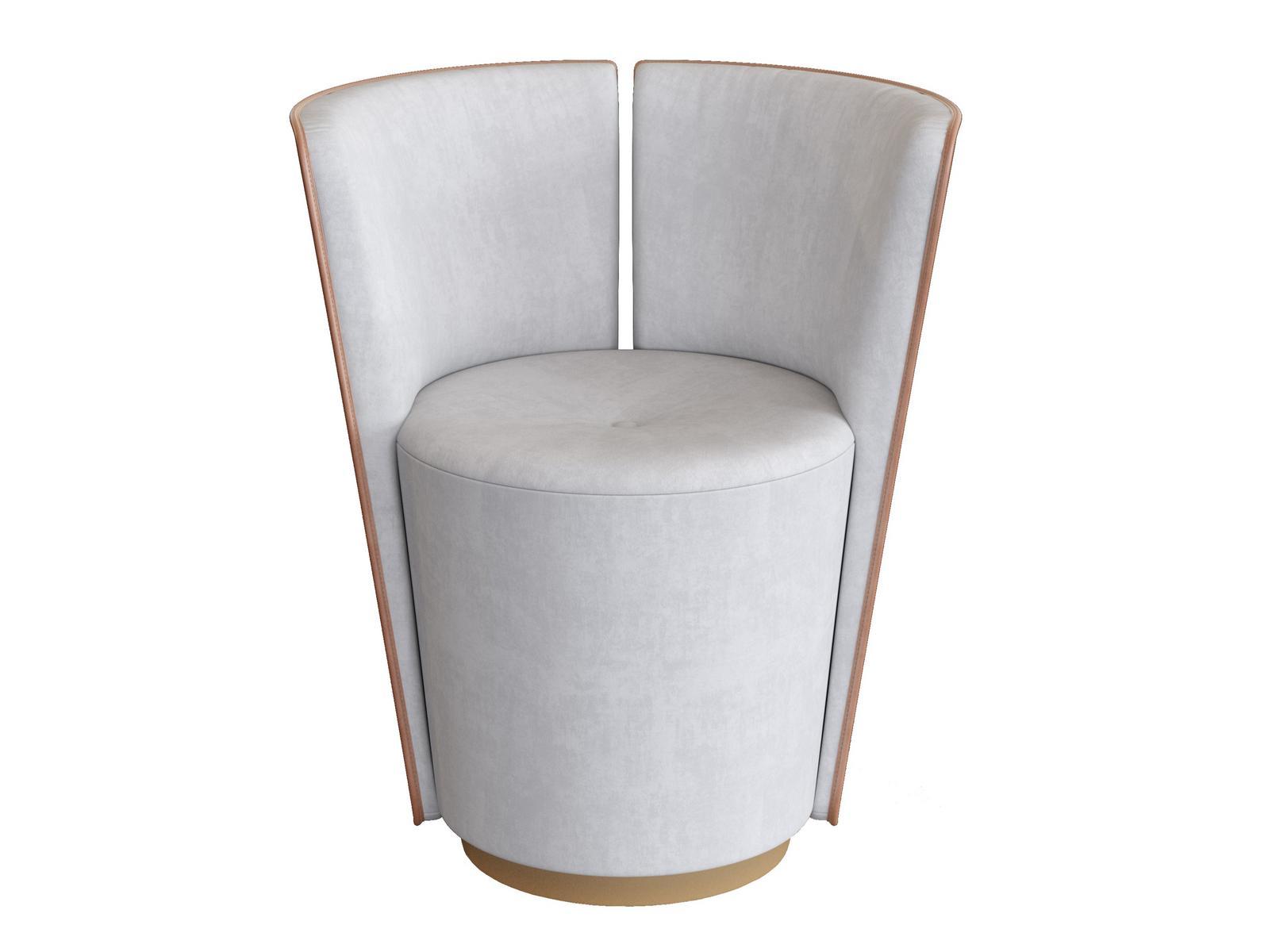 BARREL Leather easy chair with armrests
