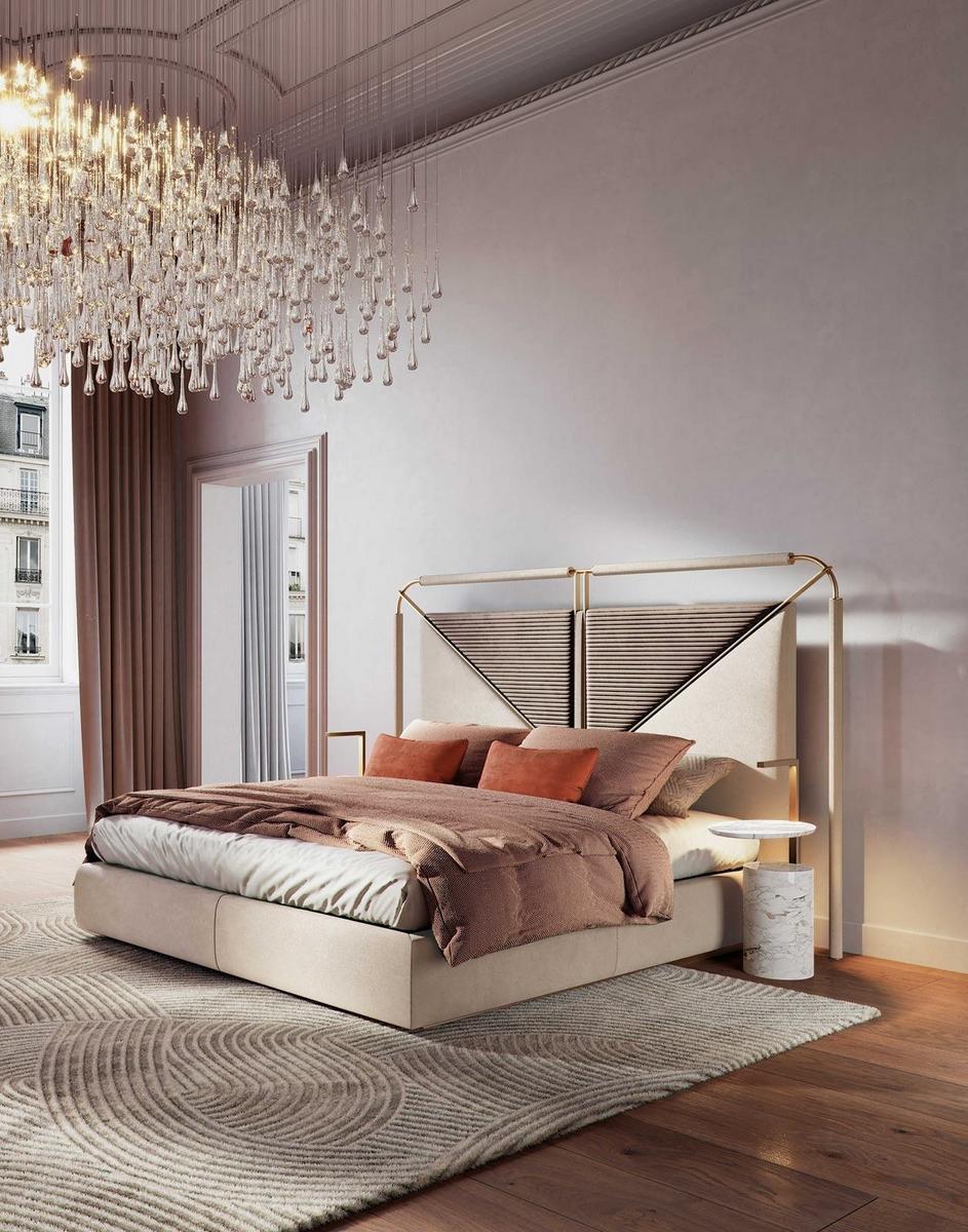 MORFEO Fabric bed with high headboard