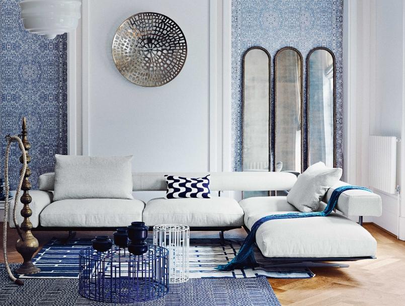 WING Sectional fabric sofa with removable cover