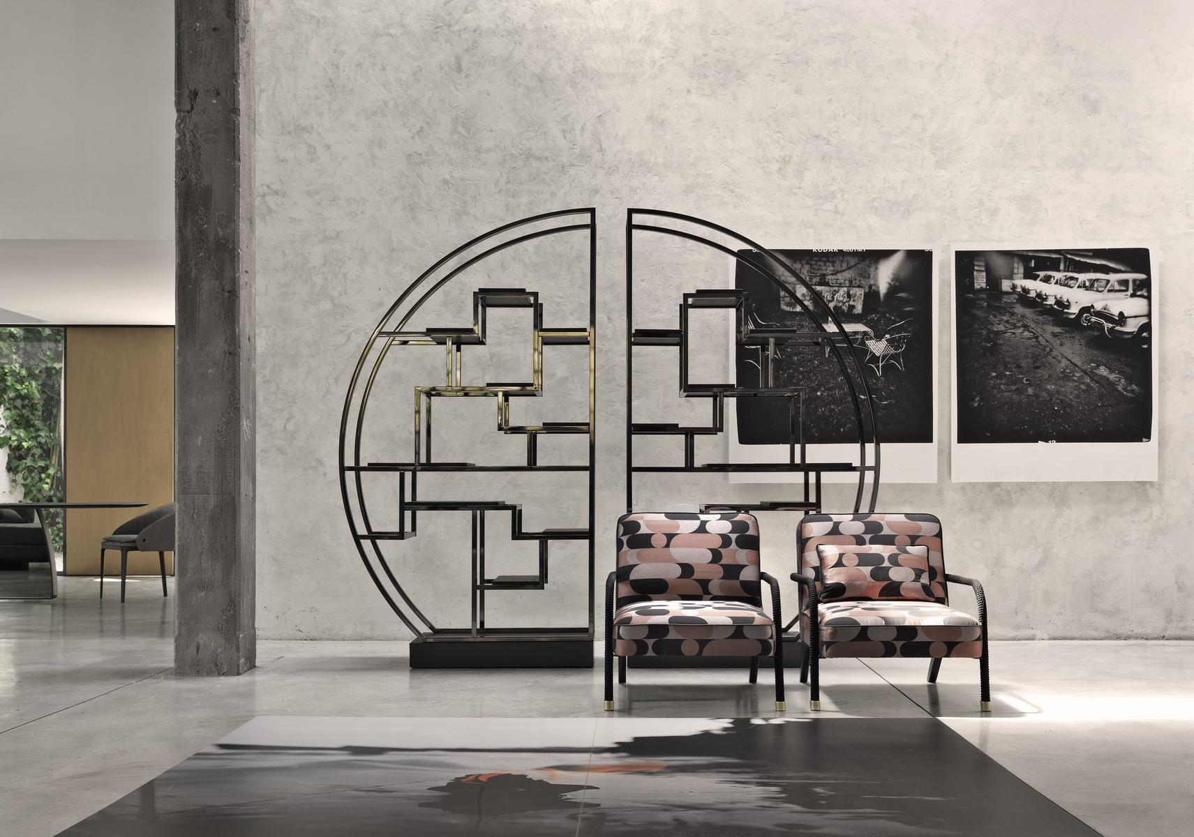 PSYCO Open double-sided brass bookcase