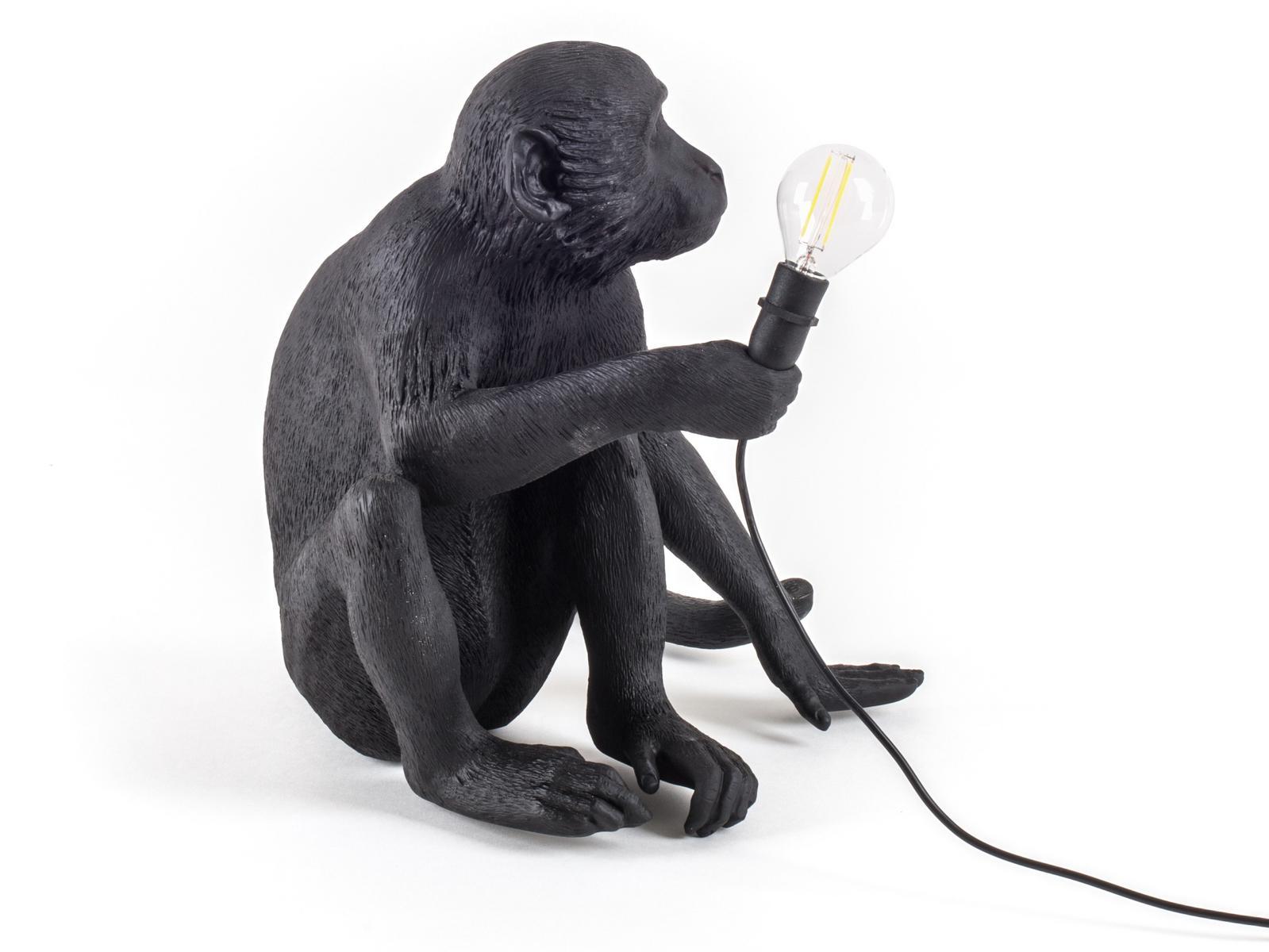 THE MONKEY LAMP BLACK SITTING LED resin floor lamp