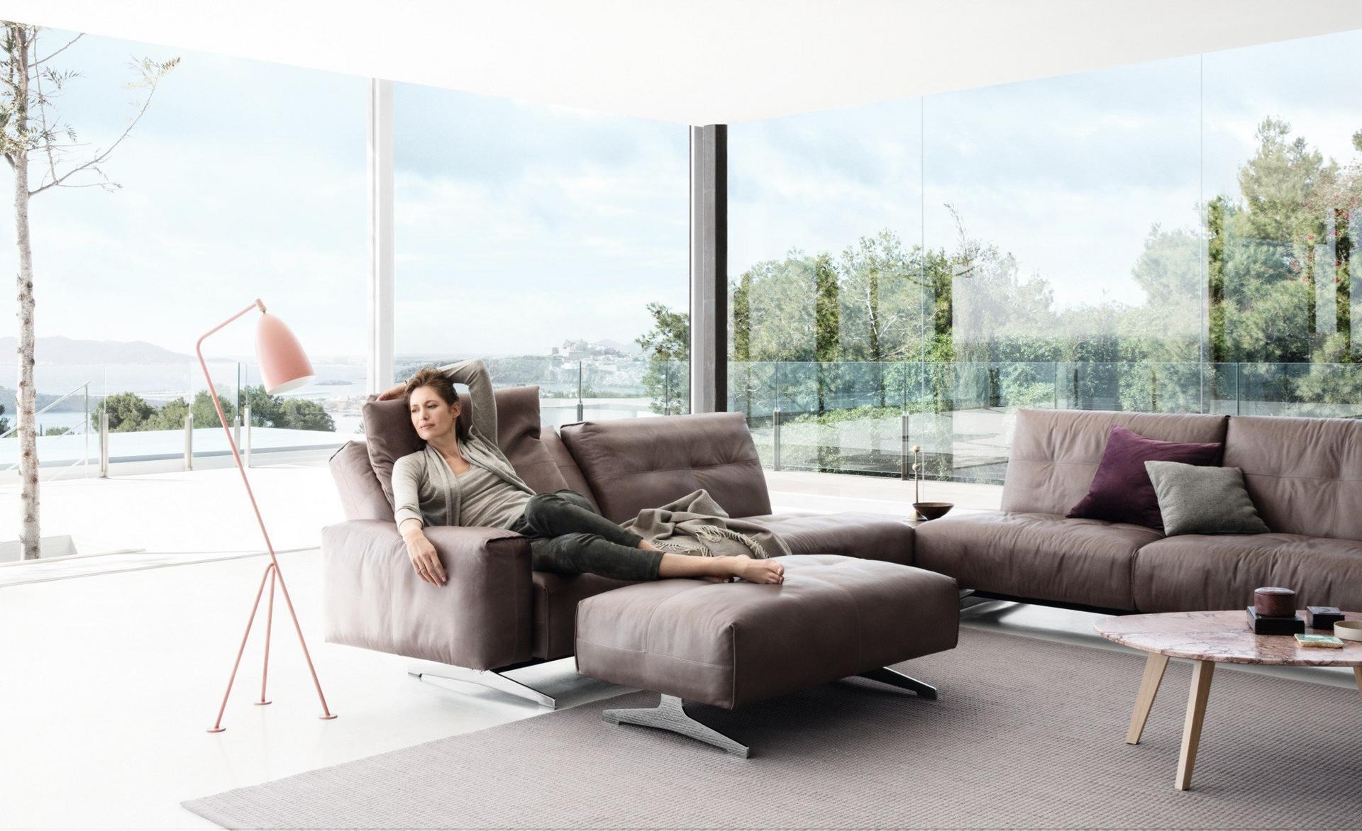 50 Sled base tufted leather sofa