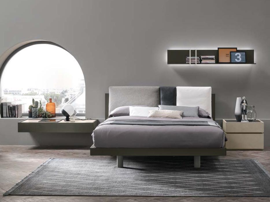 NIKKI Eco-leather double bed with upholstered headboard
