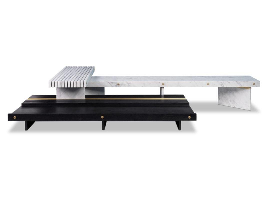 RAIL Rectangular marble coffee table