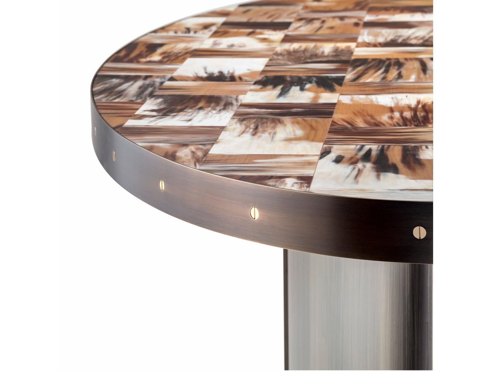 NETTUNO 6016 Demilune brass console table with horn top