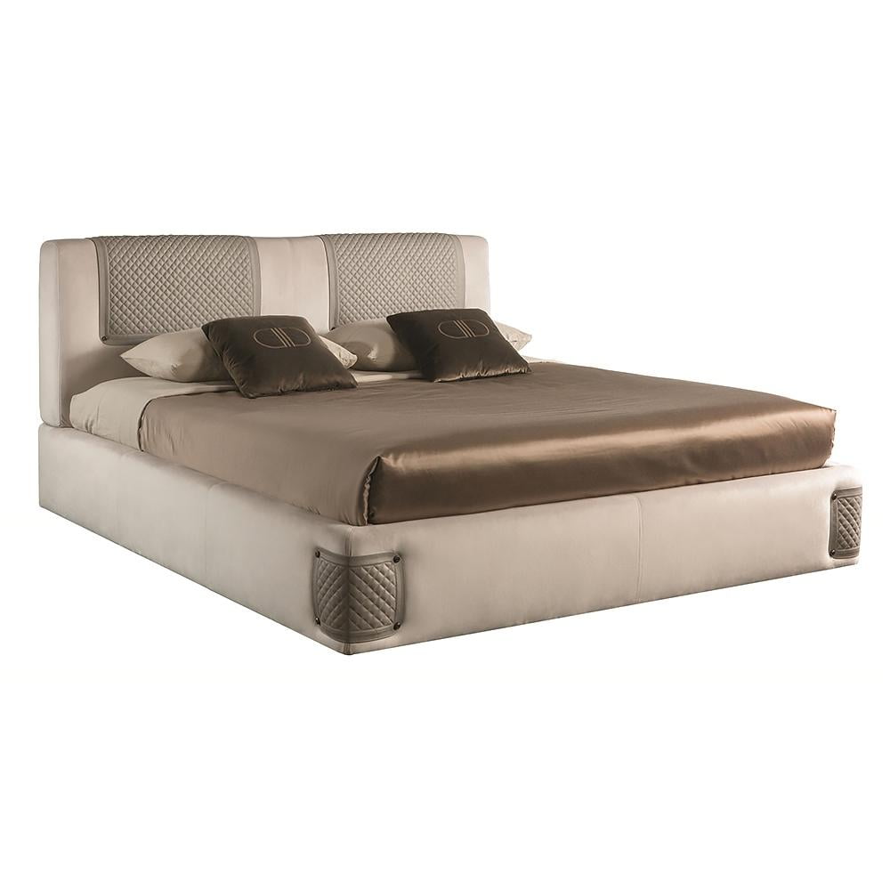 JULIUS Leather bed with high headboard