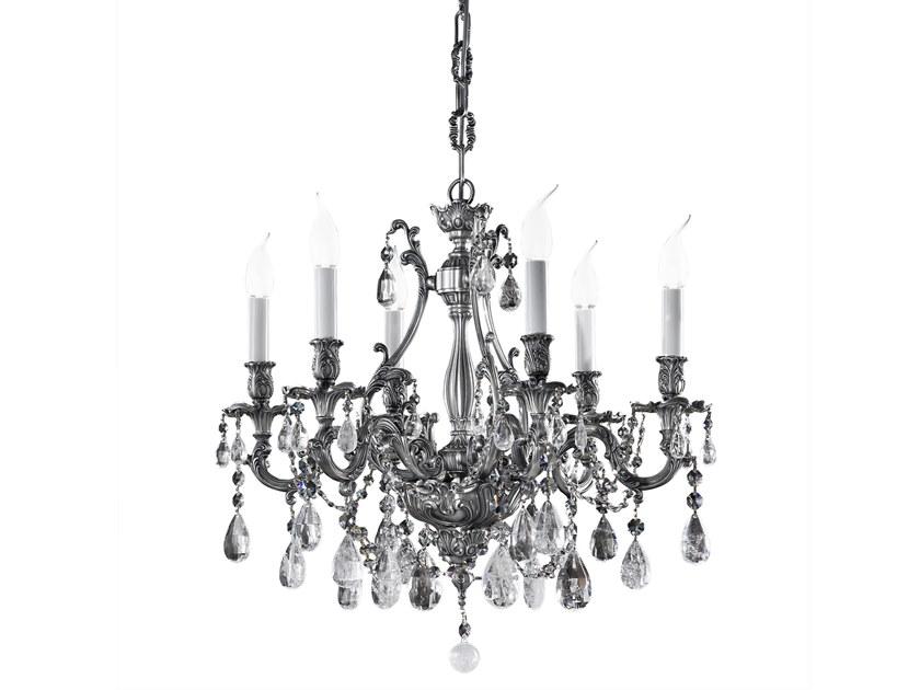 VERSAILLES 093/6-ROCK Antique silver chandelier with rock crystals
