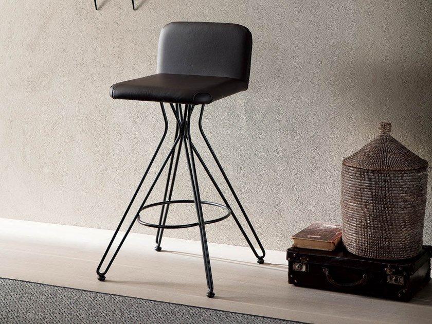 CALEB High upholstered leather stool
