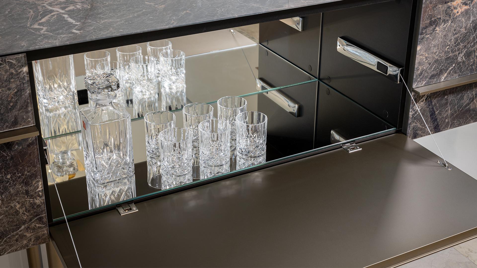 MUSA Sideboard with glass doors with marble effect