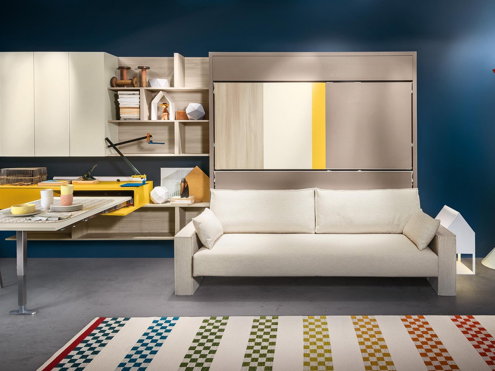 KALI DUO SOFA Wall-mounted lacquered storage wall with sofà KALI DUO SOFA Wall-mounted lacquered storage wall with sofà