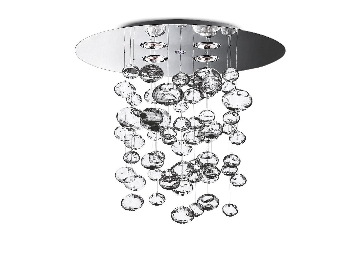 ETHER S90 LED glass and steel ceiling lamp