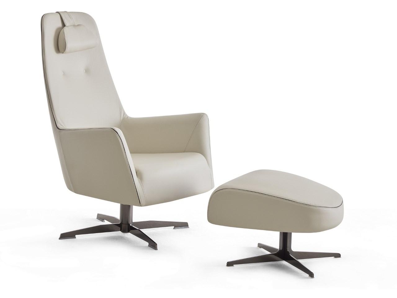 VALENTINA Swivel armchair with 4-spoke base with armrests