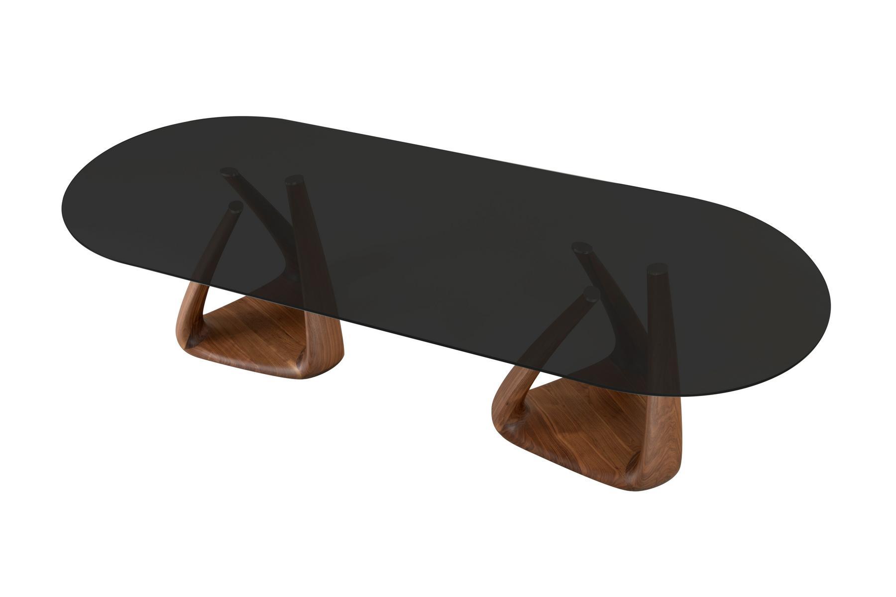 BIG RIZOMA Oval glass table and walnut base