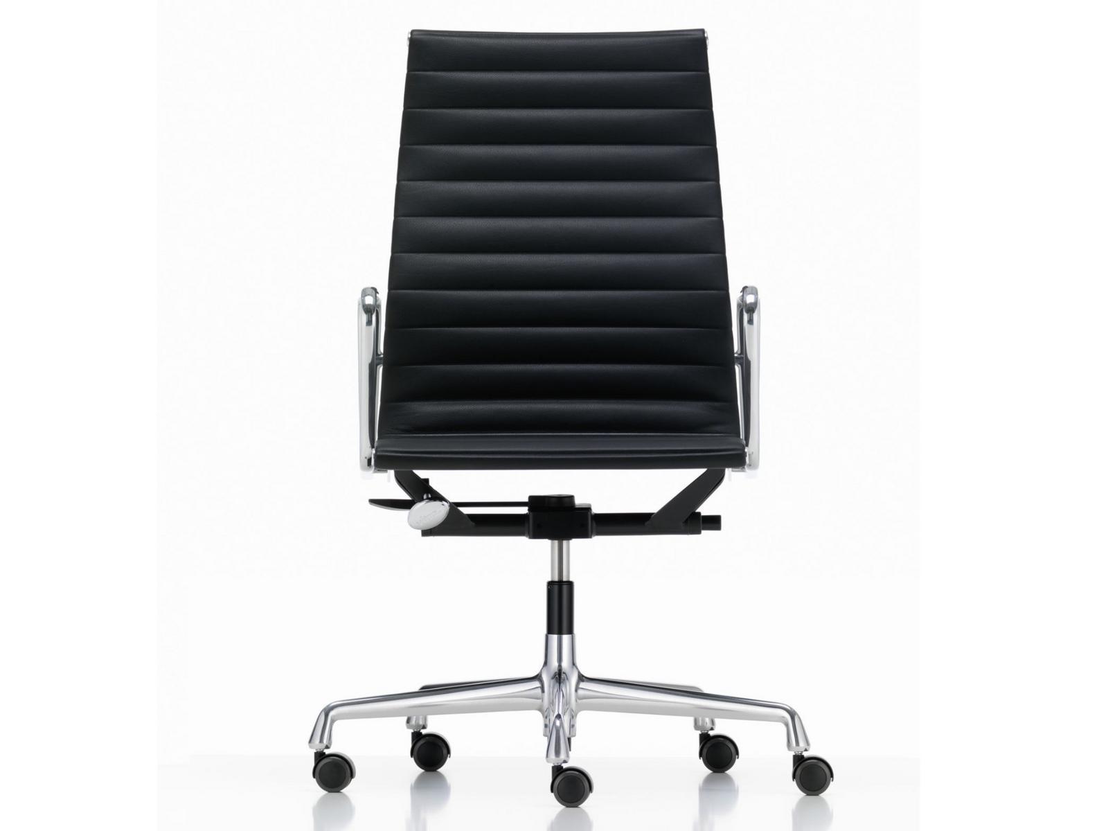 ALUMINIUM CHAIR EA 119 Swivel leather office chair with armrests