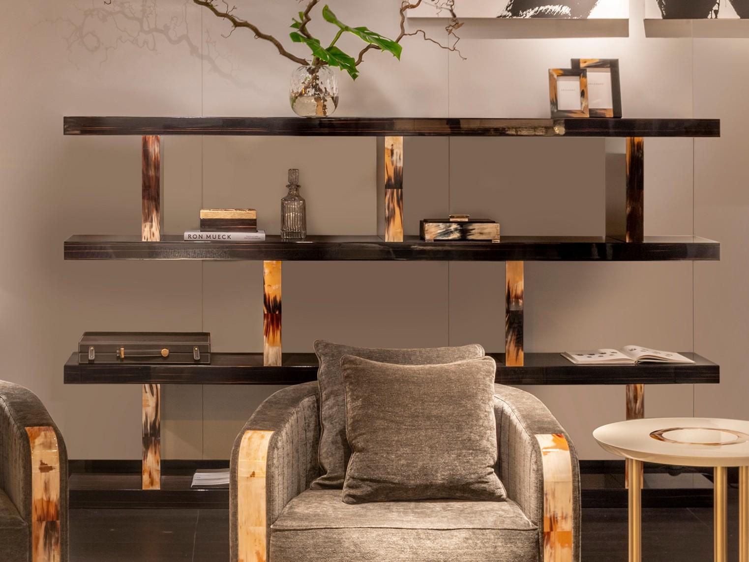 GIANO 4510 Open double-sided ebony bookcase GIANO 4510 Open double-sided ebony bookcase