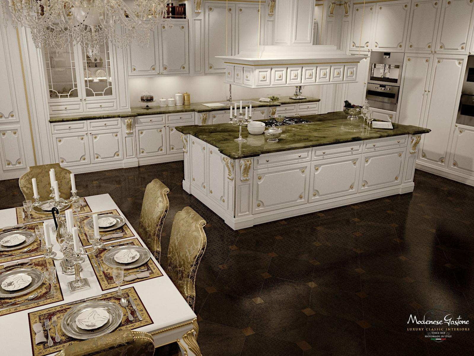 ROMANTICA - IVORY AND GOLD Custom solid wood kitchen