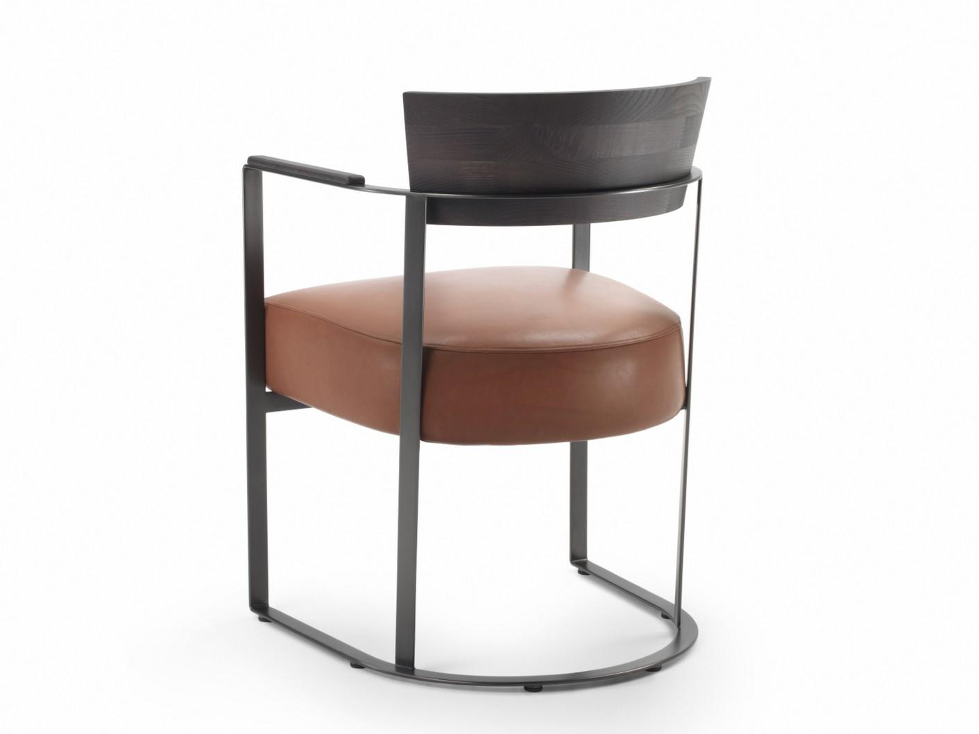 MORGAN Leather chair with armrests