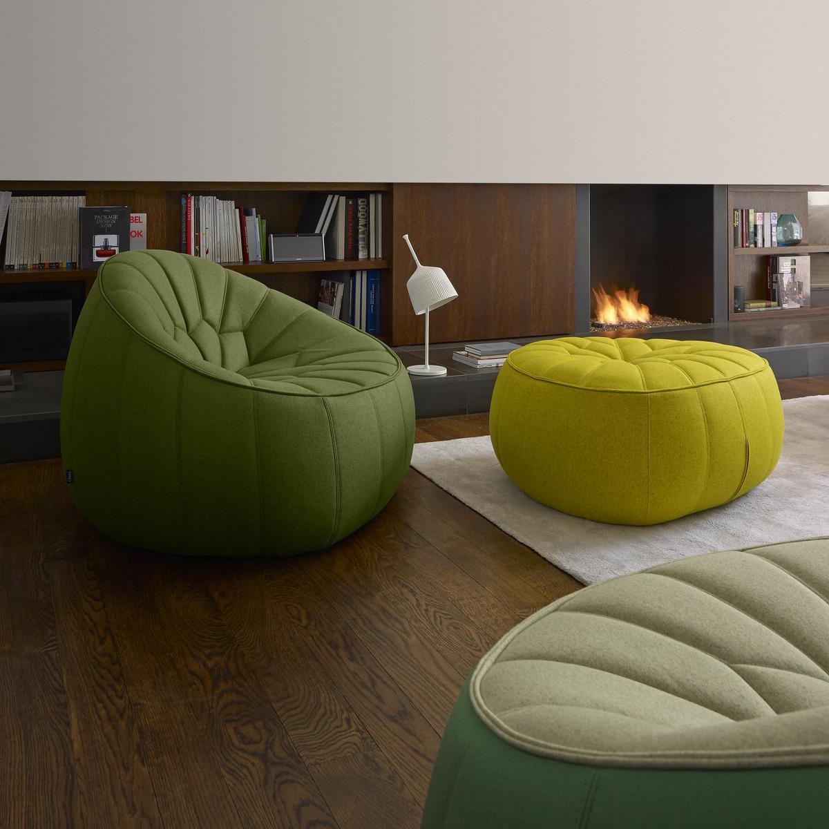 OTTOMAN Upholstered fabric pouf