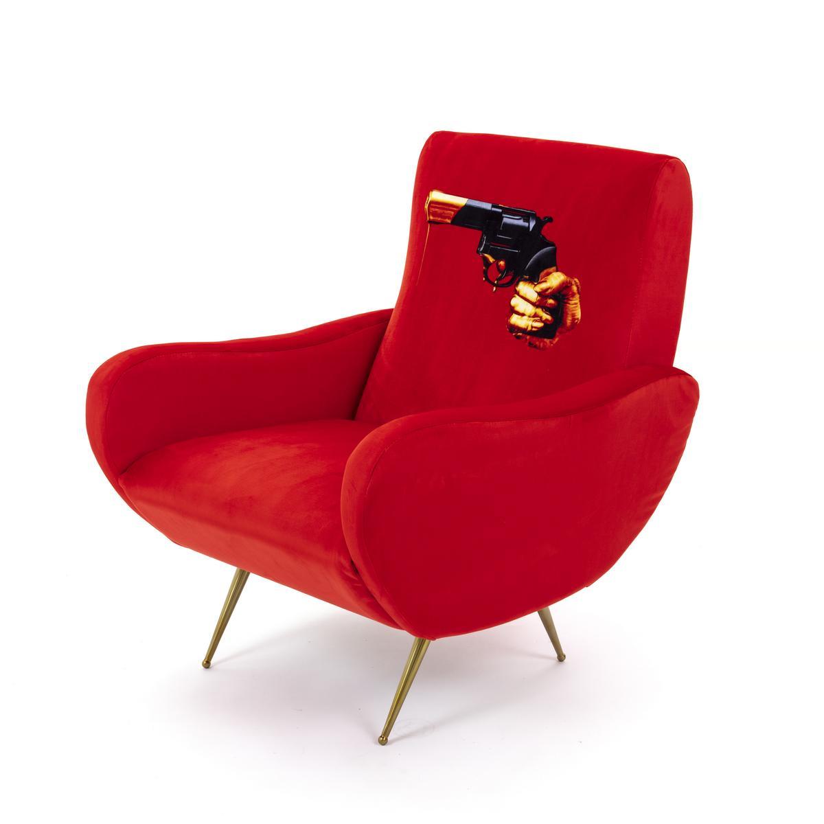 REVOLVER Fabric armchair with armrests