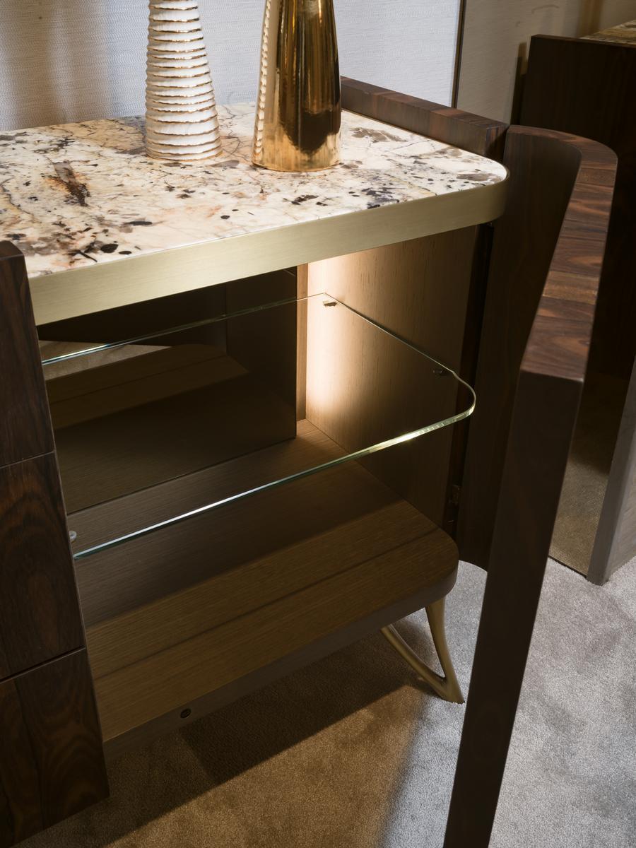 ATENA Ziricote wood sideboard with drawers with integrated lighting