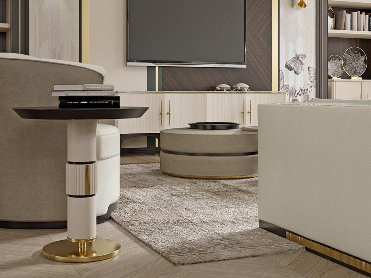PR.340 Round wooden high side table
