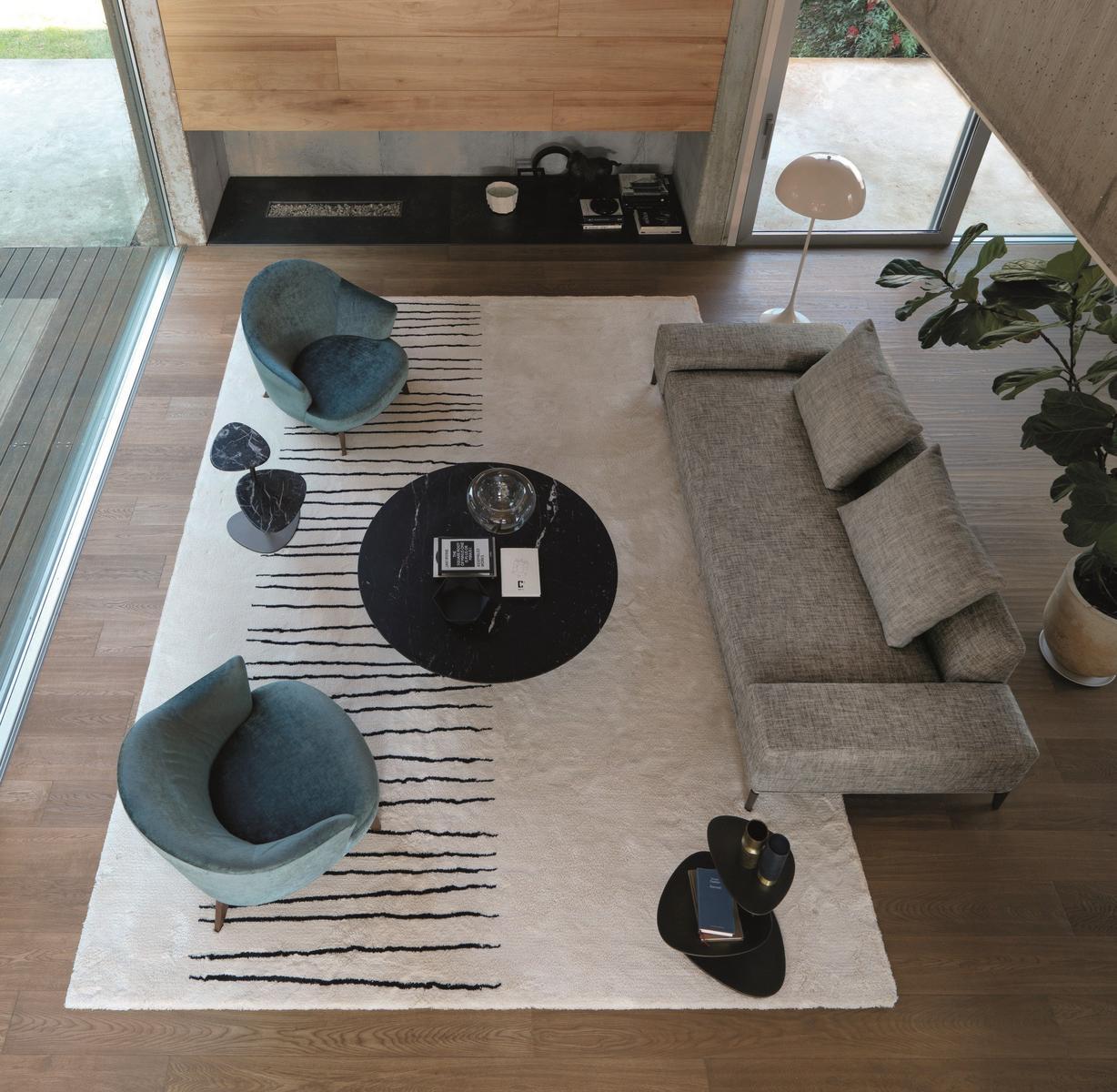 OVERPLAN Sectional fabric sofa with chaise longue
