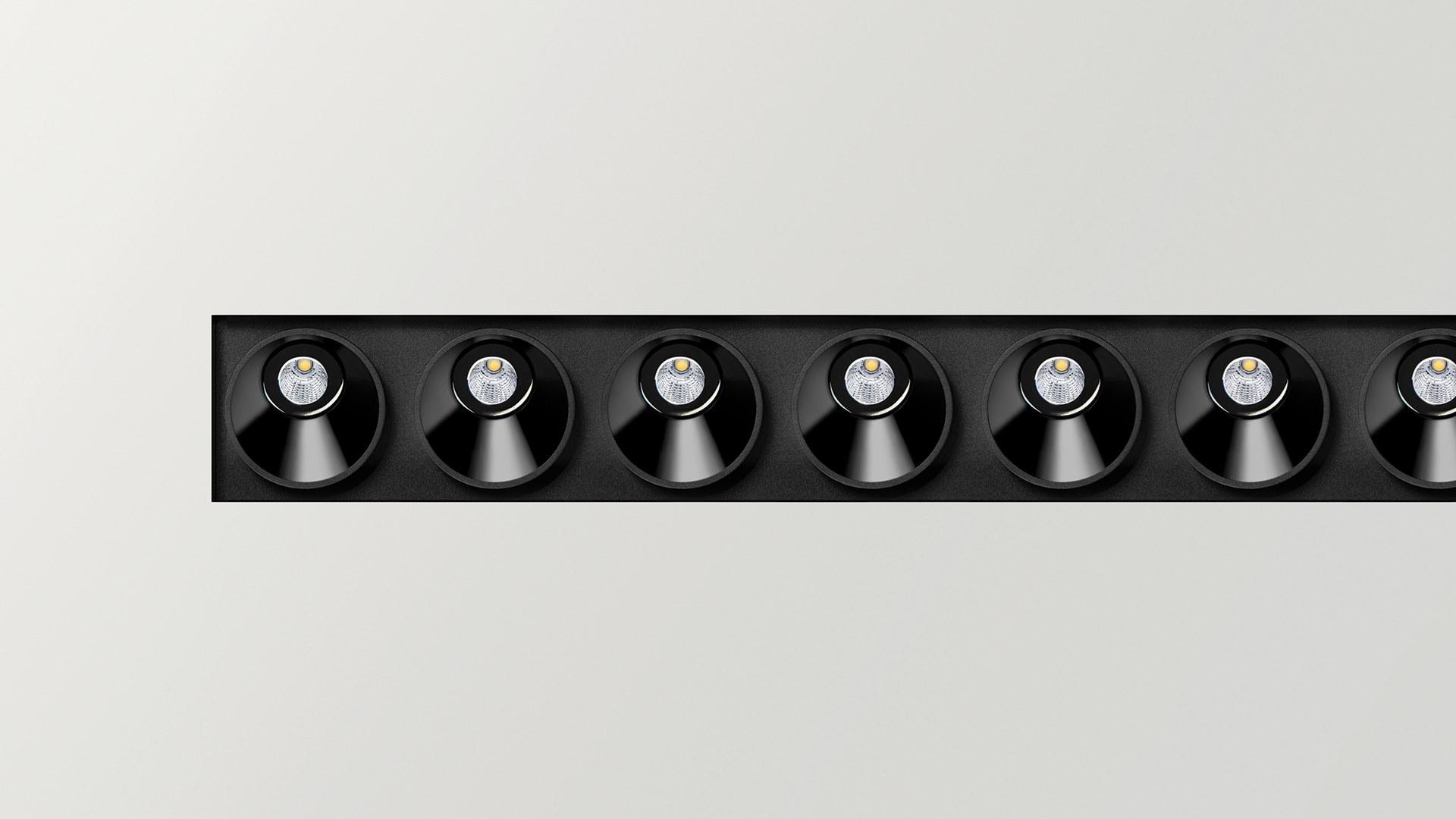 BLACK FOSTER ASYMMETRIC TRIMLESS 15 LED multiple recessed aluminium spotlight