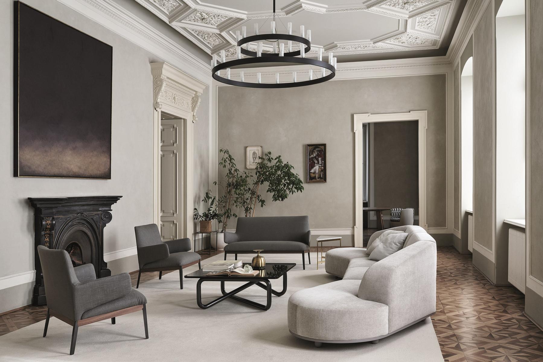 HUG LOW Fabric armchair with armrests