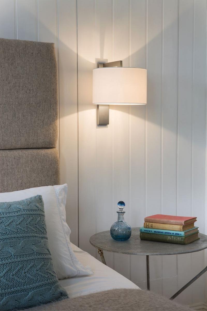 RAVELLO Wall lamp with fixed arm in steel and fabric