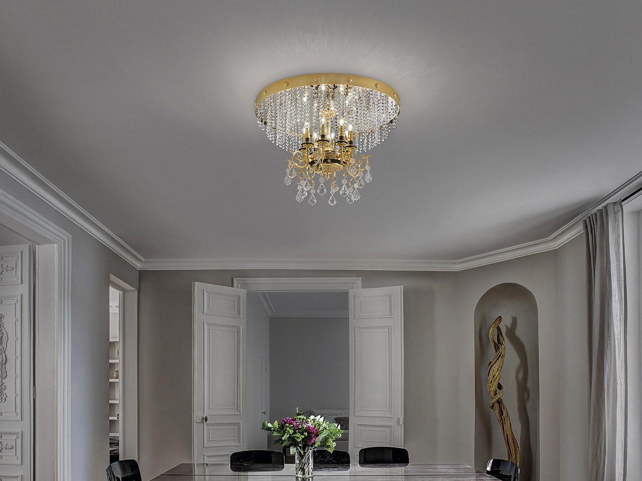 ODESSA PL6 70 / PL8 90 Incandescent brass ceiling lamp with crystals