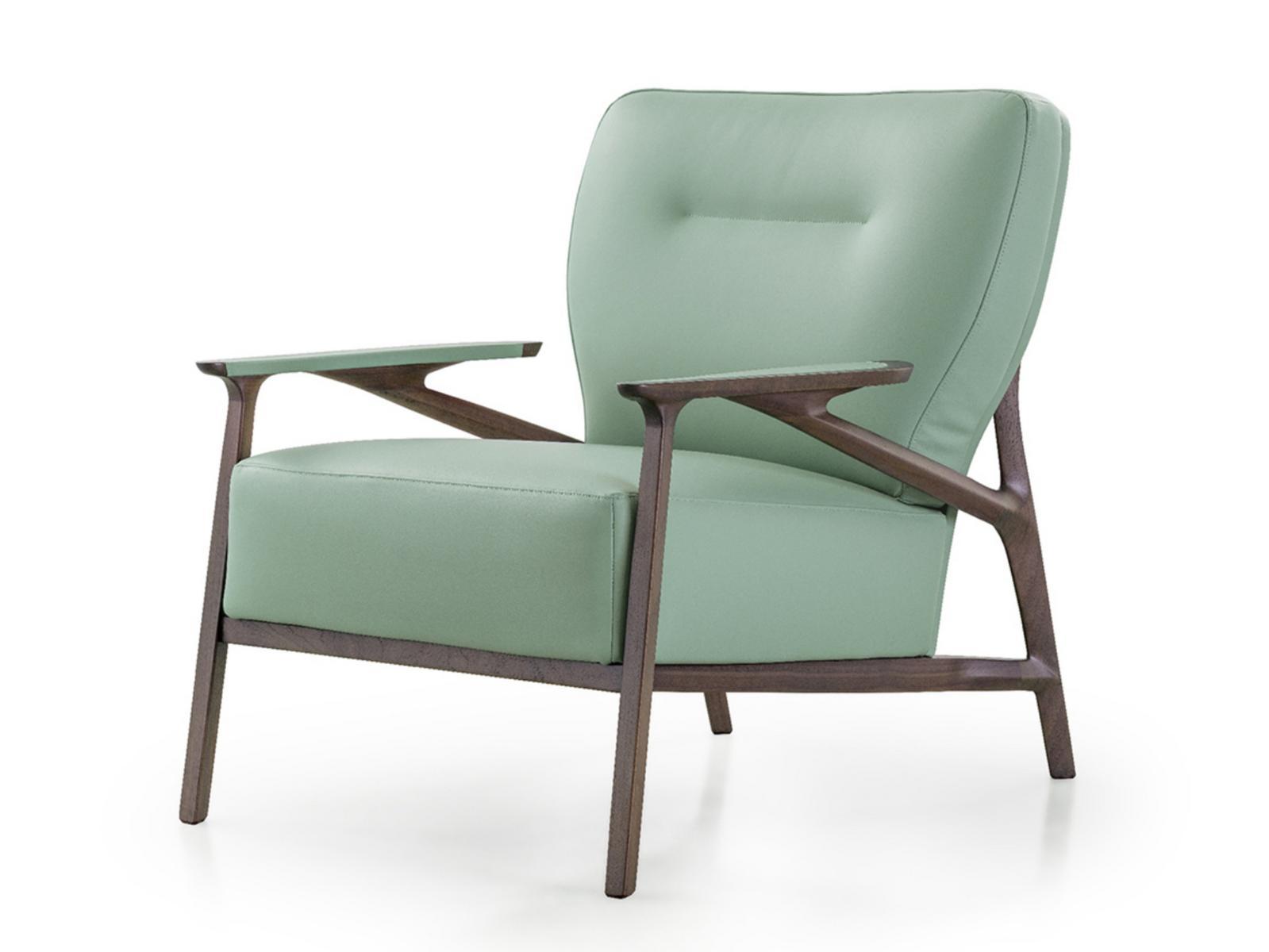 VINE Leather easy chair with armrests