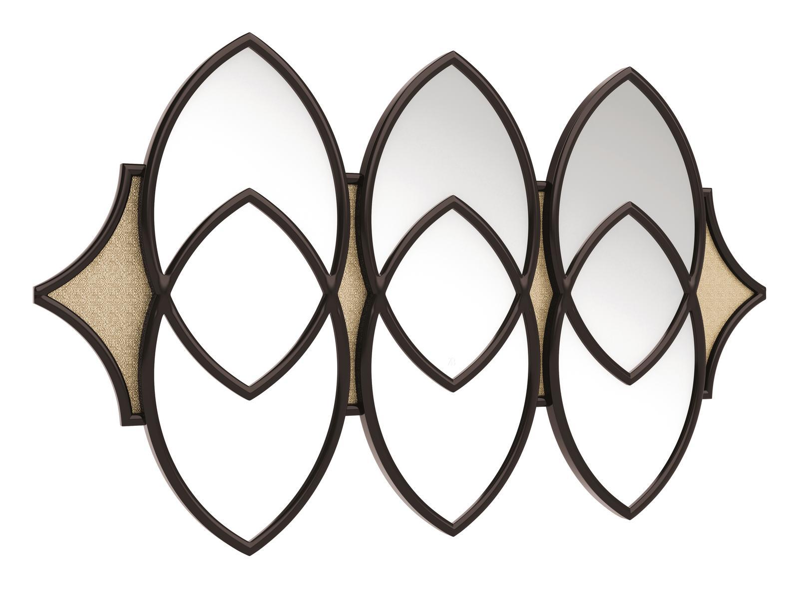 FLYNN Wall mirror with frame in plywood and fabric