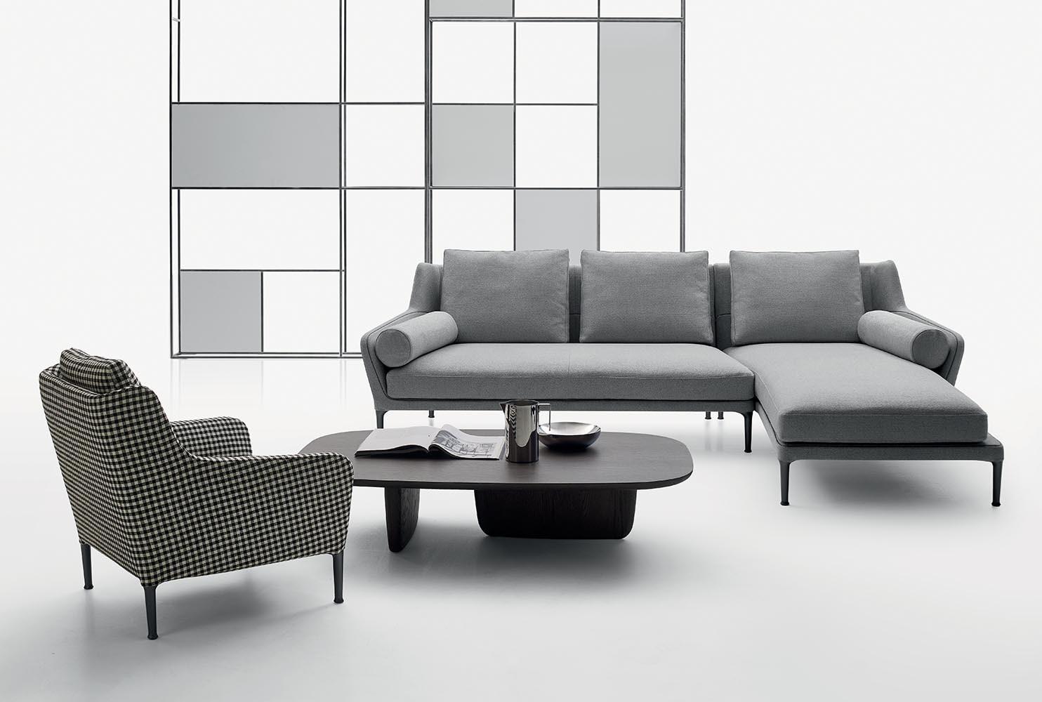 ÉDOUARD Fabric sofa with chaise longue